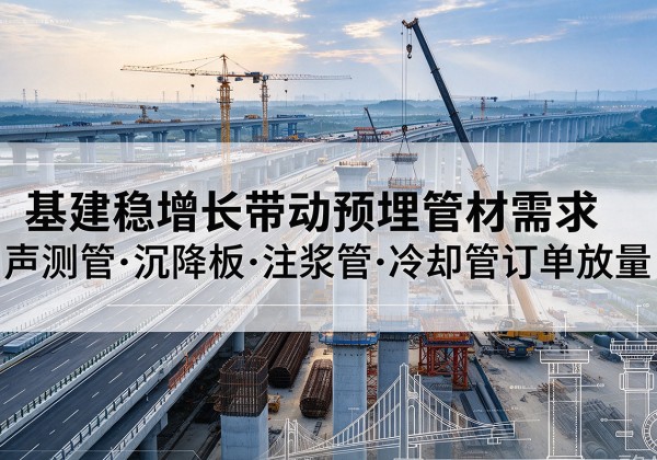 甘谷基建稳增长带动预埋监测管材需求，声测管、沉降板、注浆管订单持续放量